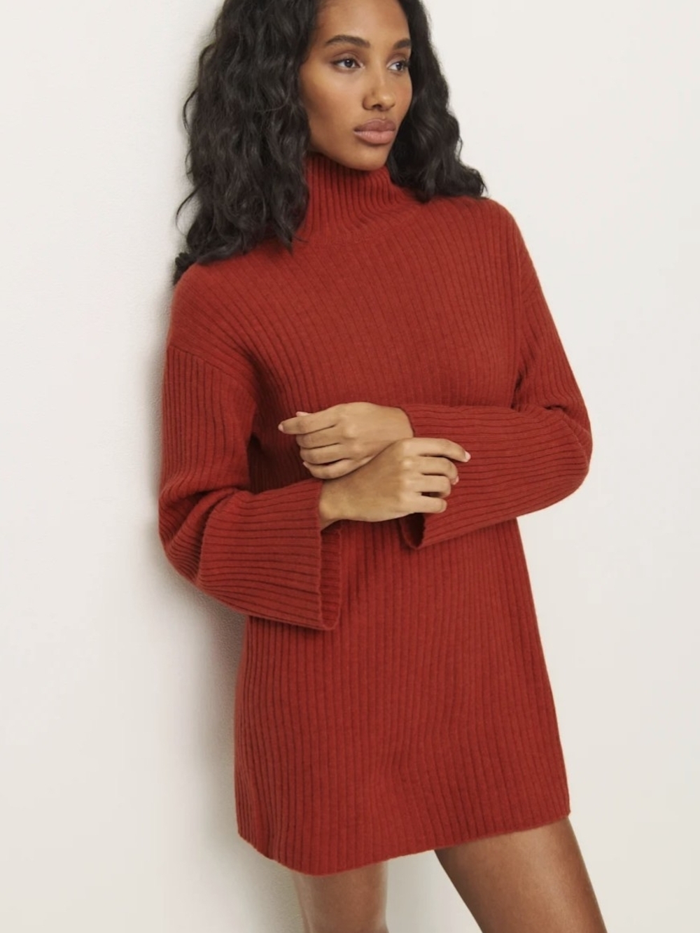 Reformation Ozzy Sweater Dress In Sundried Tomato Red Medium
